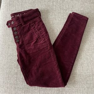 Maroon Corduroy Skinny Jeans